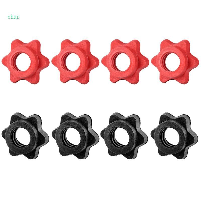 Char 4 ชิ้น Handbell Bar ล็อคสกรู Nut Spin-Lock Collar Hex Nut สําหรับการฝึกความแข็งแรง