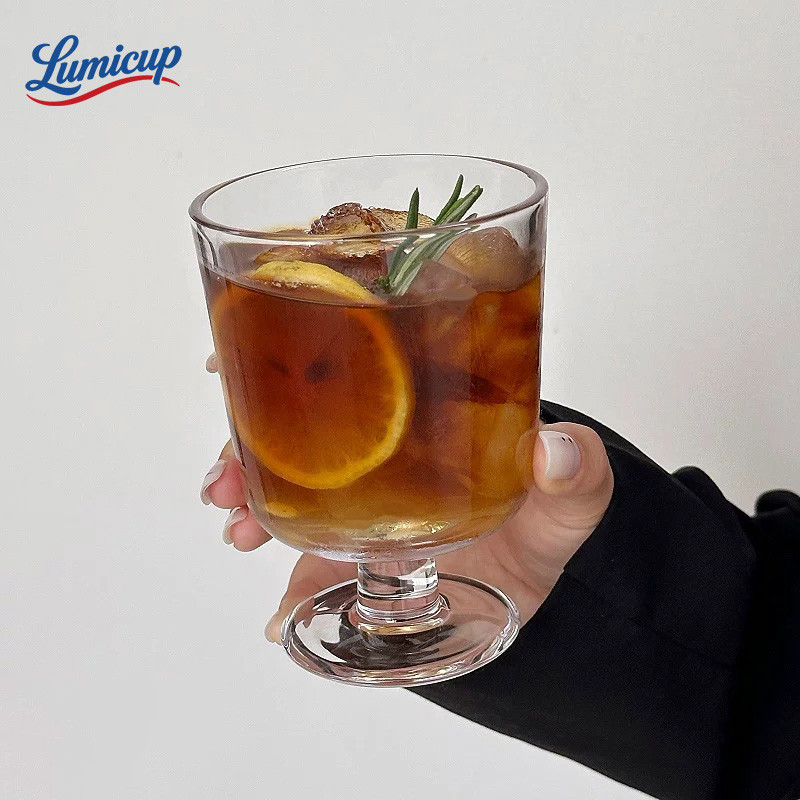แก้วค็อกเทลขาเตี้ยลายวินเทจ 300ml | แก้ววิสกี้ ชาเย็น น้ำผลไม้ | ทนทาน ไม่แตกง่าย ร้อน/เย็นใช้ได้ สำหรับใช้งานประจำวัน