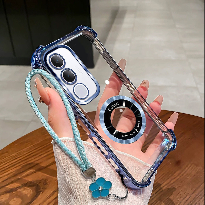 BCXA เคสโทรศัพท์ Vivo Y19S เหมาะสําหรับถุงลมนิรภัยสี่มุมเคสโทรศัพท์แม่เหล็กโปร่งใสสไตล์ใหม่กันกระแทก