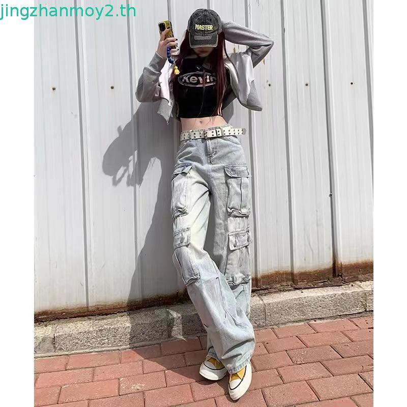 EMILIA SHOP กางเกงยีนส์ผู้หญิง กางเกงยีนส์ขาสั้น เท่ วินเทจ สบายๆ ชิค WNK2430ALX 17Z240424