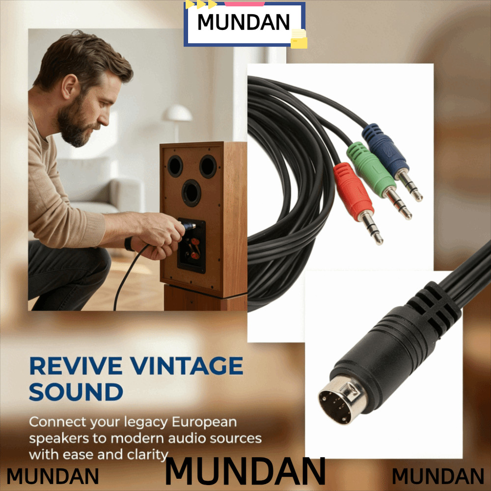 MUNDAN Mini DIN 9 Pin to 3.5mm Cable, 9 Pin ยืดหยุ่นอะแดปเตอร์เสียง,สายเชื่อมต่อ Plug and Play 1.8m/