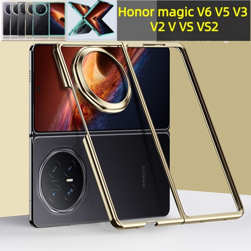 Slim Electroplated โปร่งใสพับสําหรับ Honor magic V6 V5 V3 V2 V VS VS2 Hard PC กันกระแทกปกหลัง