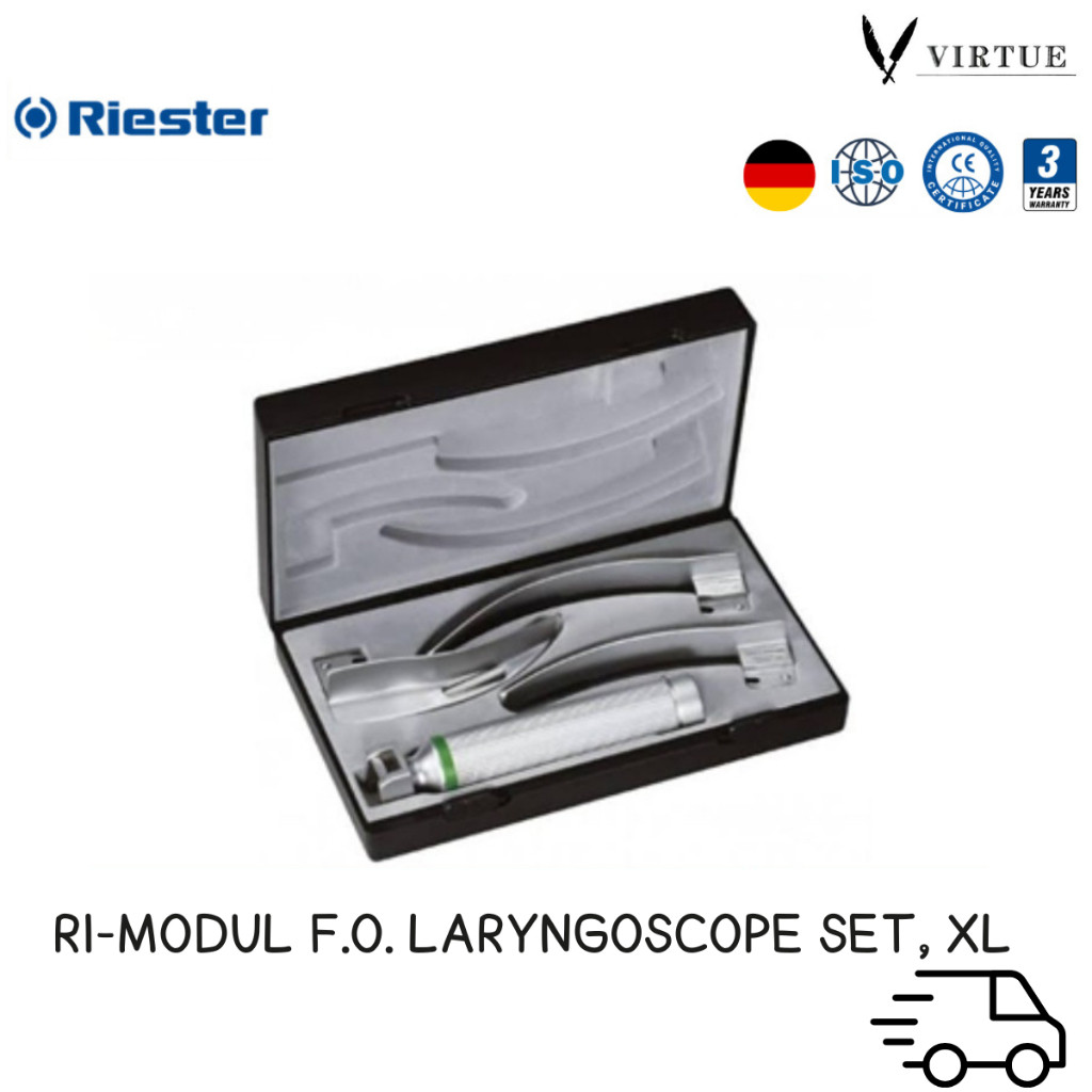 Riester RI-MODUL F.O. /LARYNGOSCOPE SET, XL2.5V  MCINTOSH BLADE NO.2,3,4 เครื่องมือส่องหลอดลม RIE-80
