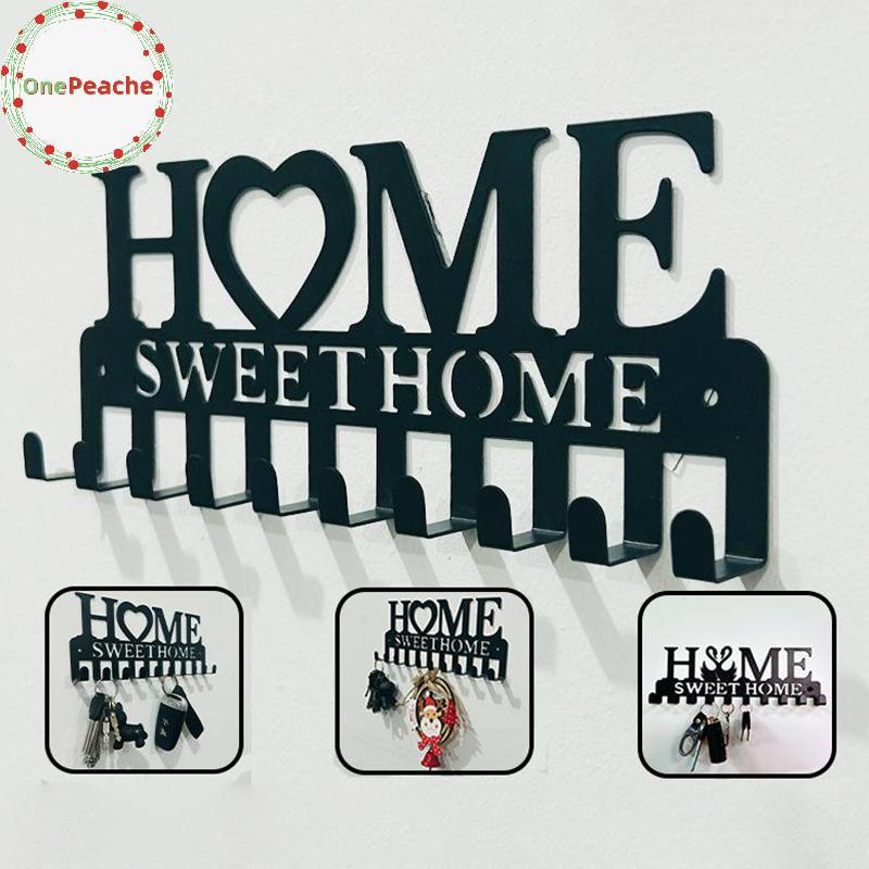 OnePeache 1PC ติดผนัง Sweet Home ตกแต่ง Key Holder, Key Wall Hook, Creative Key Holder สําหรับประตูด