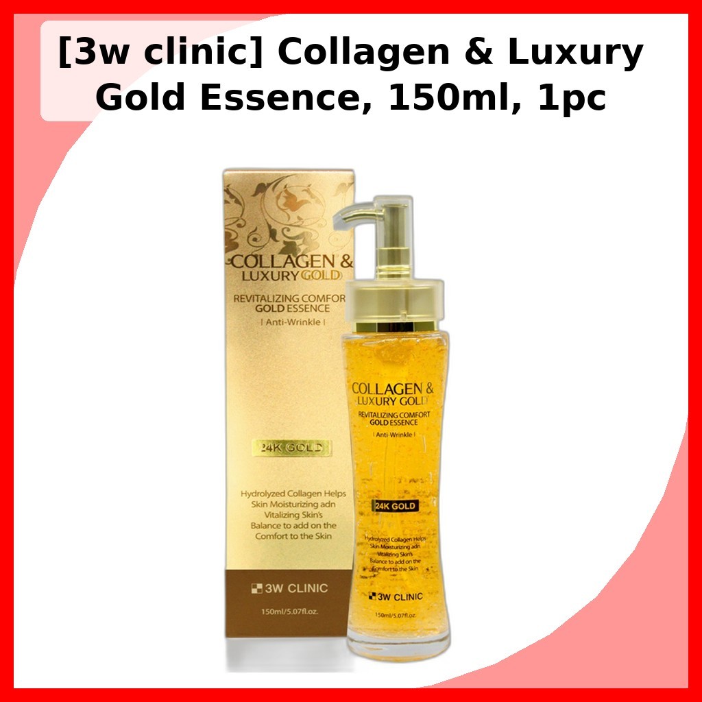3W CLINIC [คลินิก 3w] Collagen & Luxury Gold Essence, 150ml, 1pc / Korean Essence / Radiant Glow / ข