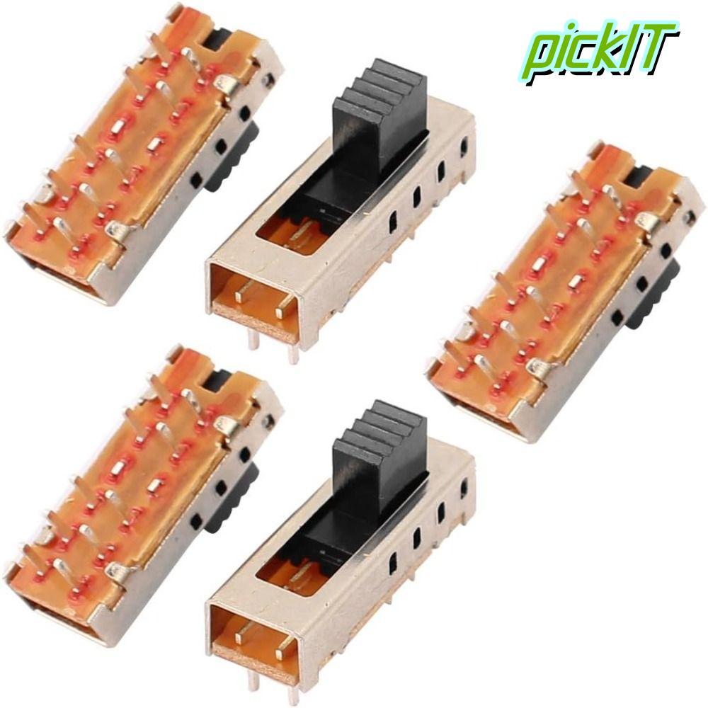 PICKIT 5 ชิ้น Micro Slide Switch, SS-24E01 5 มม.สลับสลับสวิตช์, แนวตั้ง 4 ตําแหน่ง 10P 2P4T Micro Sw