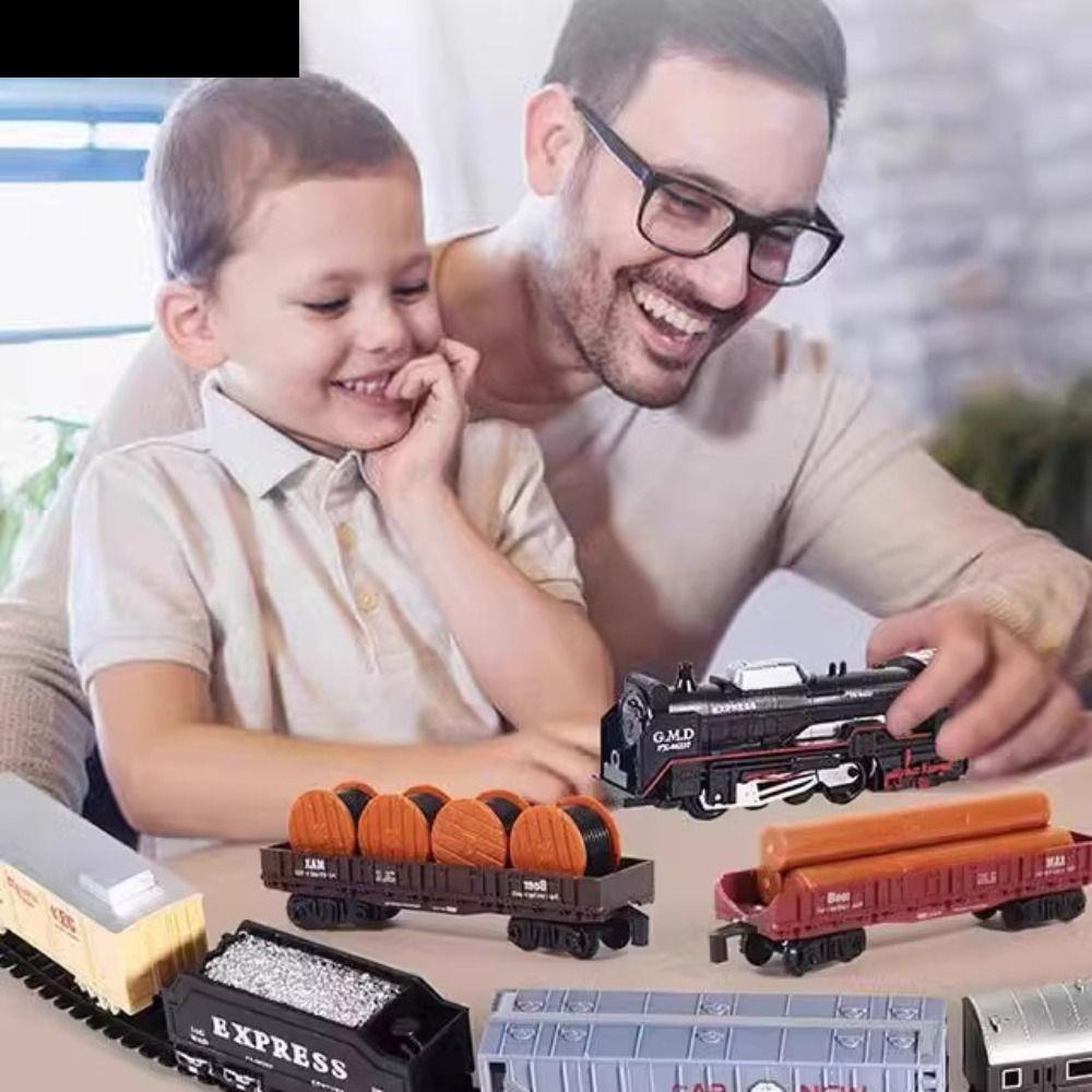 AUBREY1 Train Freight Train Toy, Locomotive Playset Assembly Electric Christmas Train Track Set, wit