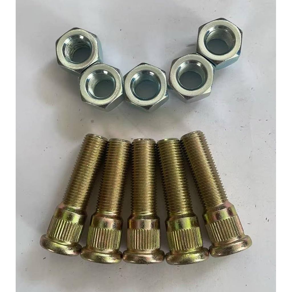 5 ชิ้น 1/2"-20 x 2 นิ้ว UHL ยาว 0.61 นิ้ว Knurl Press-in ล้อ Studs พร้อม Lug Nuts สําหรับ Dexter 350