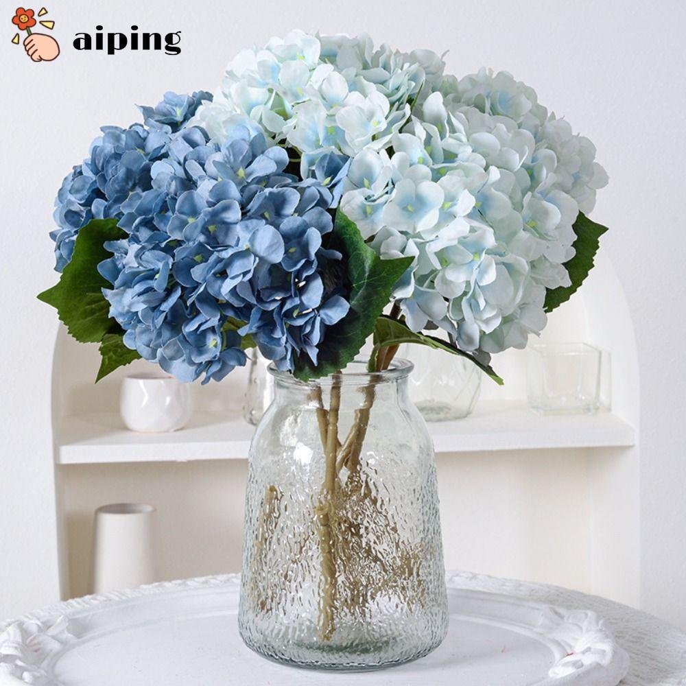 Aiping ดอกไฮเดรนเยียประดิษฐ์ ผ้าไหม สีฟ้า 45 ซม. สําหรับตกแต่งบ้าน และสวน งานแต่งงาน