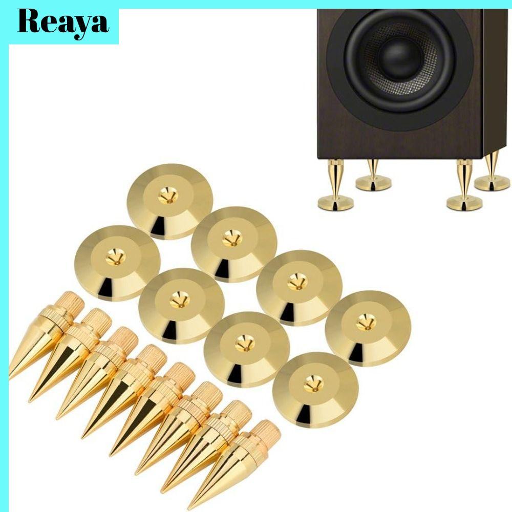 REAYA Speaker Spikes, Copper Gold Black Speaker Feet Pad, Copper Speaker Spike M6*36 Speaker Amplifi