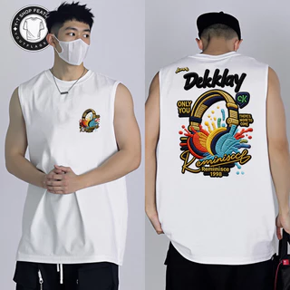 UT shop แขนกุด เสื้อกีฬา oversize ผ้าCotton 100% สบายและนุ่ม หลวม เสื้อแขนกุด 'Colorful dekklay' 3XL