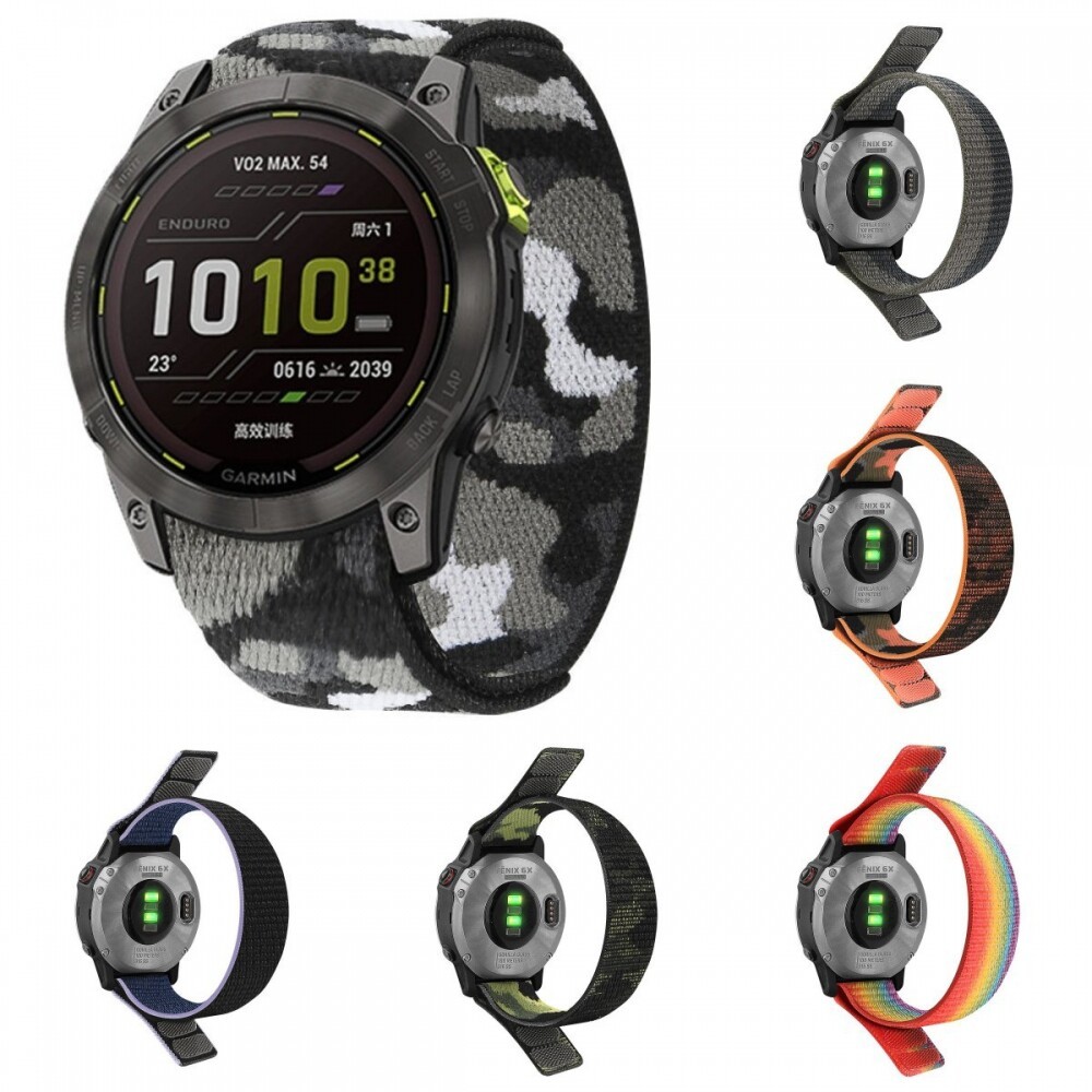 เหมาะสําหรับ Garmin Fenix7 Loop สายไนลอน Fenix7X/6X/5X/6/5 Velcro สองหัว 22/26 มม.