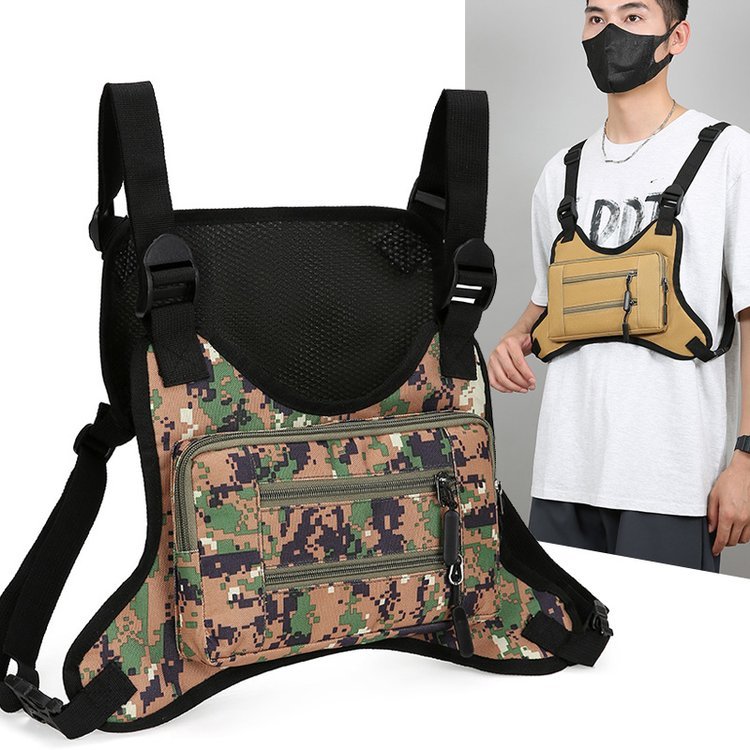 Street Wear Tactical Bag Functional Vest Bag Casual Unique Mens Bag ins Vest Bag Mens Chest Bag Tool