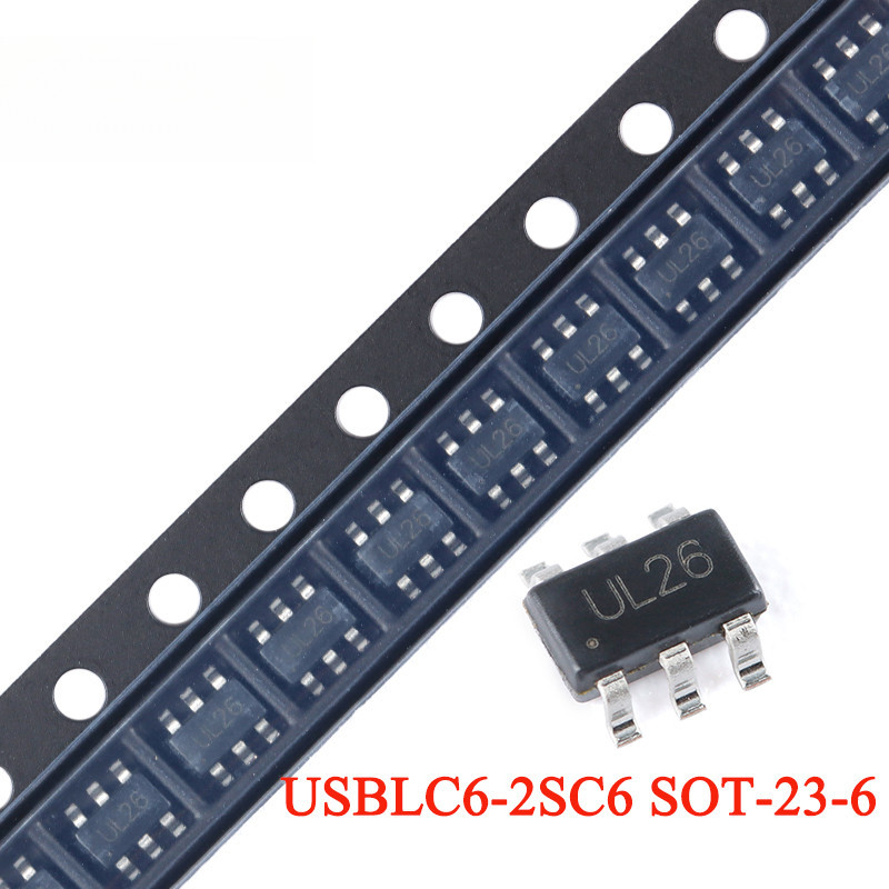 100 ชิ้น/20 ชิ้น USBLC USBLC6-2SC6 SOT-23-6 USBLC6 SOT UL26 SOT23 ตัวเก็บประจุต่ําความจุ 2 สาย ESD Static ป้องกันชิป IC