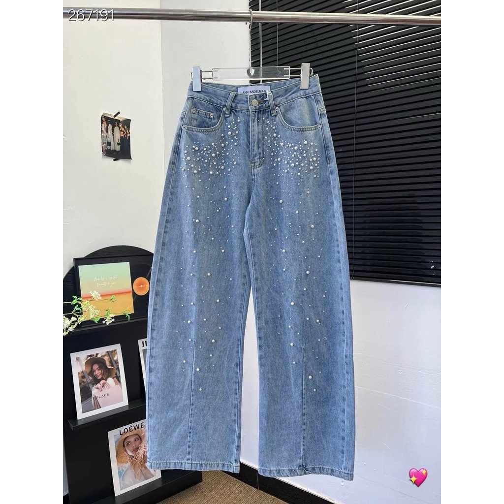 จัดหา Han Guanshui เสื้อผ้าผู้หญิง Kiss-Friendly ล้างกางเกงยีนส์ประกายถักแอนใหม่แฟชั่น Machete กางเก