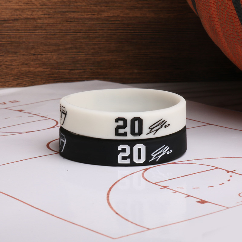 Manugino Billy Bracelet Spurs Star สายรัดข้อมือบาสเก็ตบอล Letter No. 20 Retro Team Star Silicone Mal