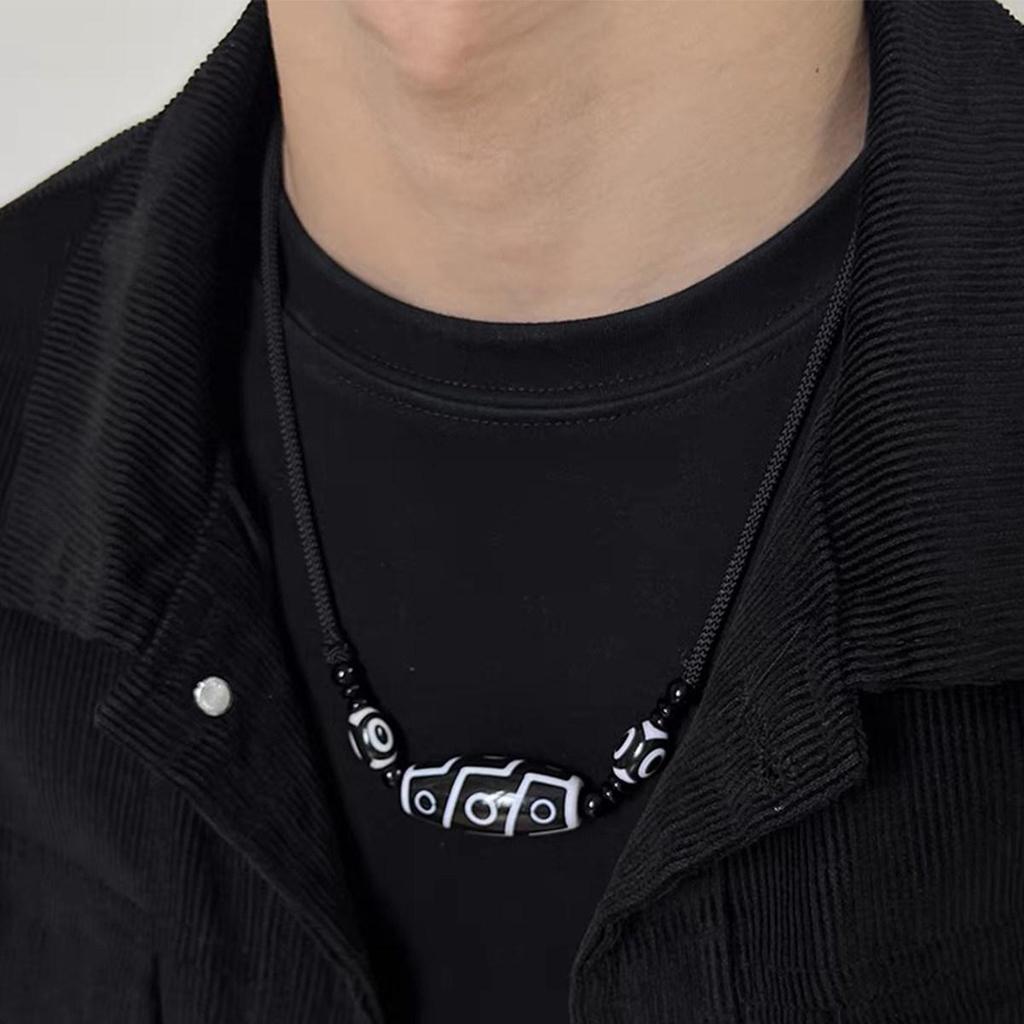 .珠风九眼的眼天男生项项链松绳中国风女小众计毛衣链ชาติพันธุ์สไตล์อาเกตเก้าตาลูกปัดสร้อยคอทอผ้าสําหรับเด็กผู้ชาย sgh88988.ของฉ