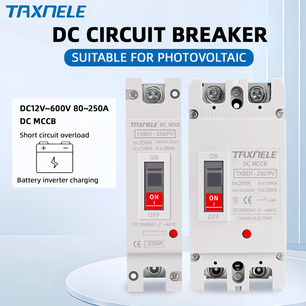 TAXNELE Solar Molded Case DC Circuit Breaker MCCB Overload Protector Solar PV Battery Isolator