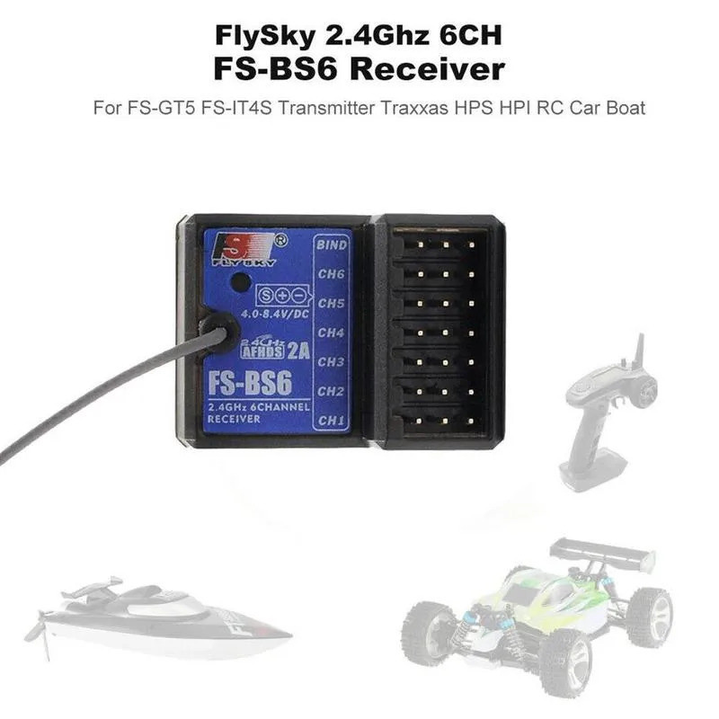 Flysky FS-BS6 24 Ghz 6CH AFHDS Gyro Receiver สําหรับ GT5 FS-GT5 FS รถ RC เรือ T5F4 วิทยุควบคุม TX