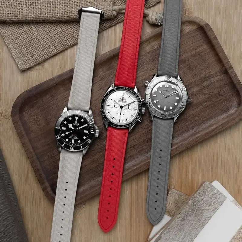 Fit สําหรับ Grand Seiko 20 21 22 มม.FKM สายนาฬิกา Quick Release ฤดูใบไม้ผลิหัวเข็มขัด Universal FKM 