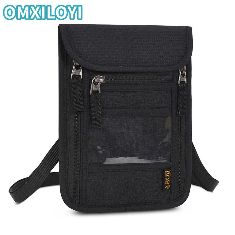 OMXILOYI กระเป๋าสตางค์คอสําหรับผู้ชายผู้หญิง Slim สําหรับเดินทาง RFID Blocking