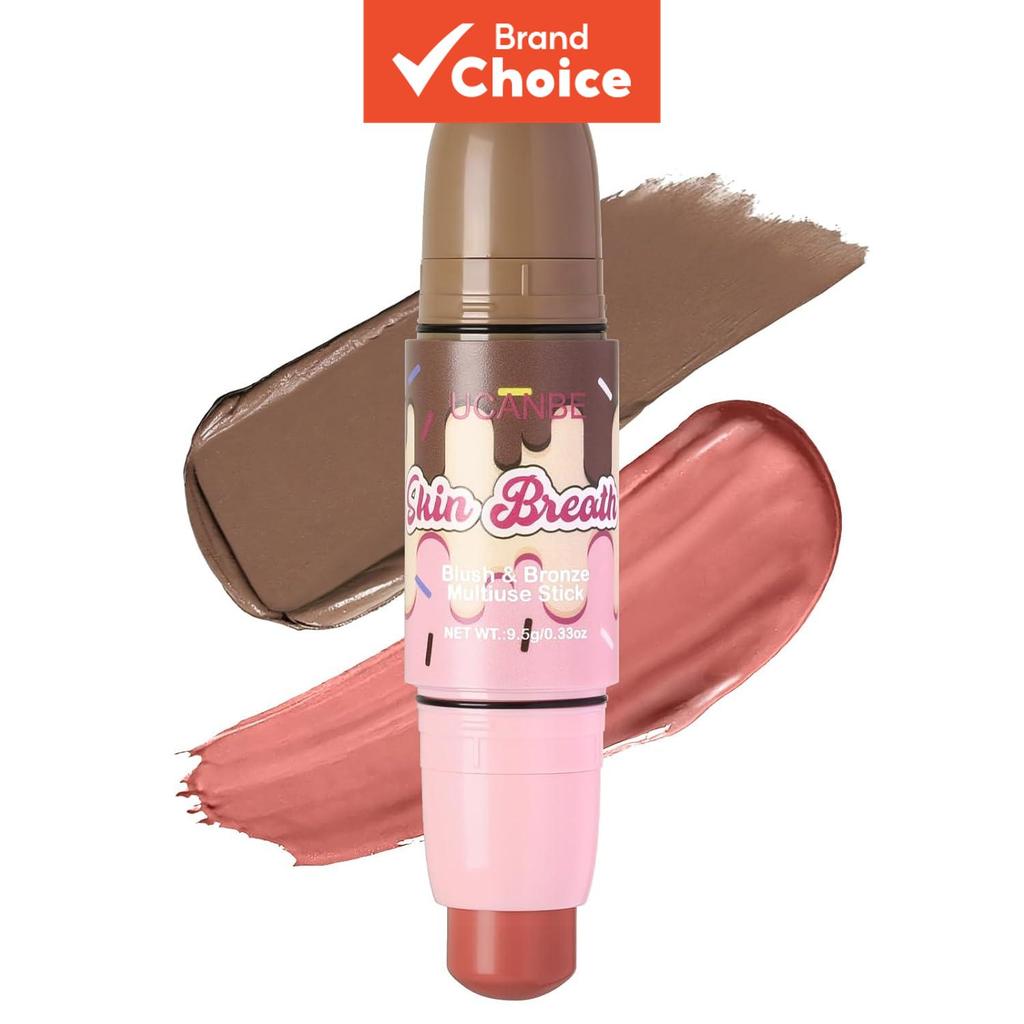 UCANBE สกินบรีธบลัช & บรอนเซอร์สติ๊ก อเนกประสงค์ 2-in-1 เนื้อครีมสําหรับทาแก้มและคอนทัวร์ใบหน้า ให้ลุคธรรมชาติโกลว์สวย เหมาะกับการพกพา