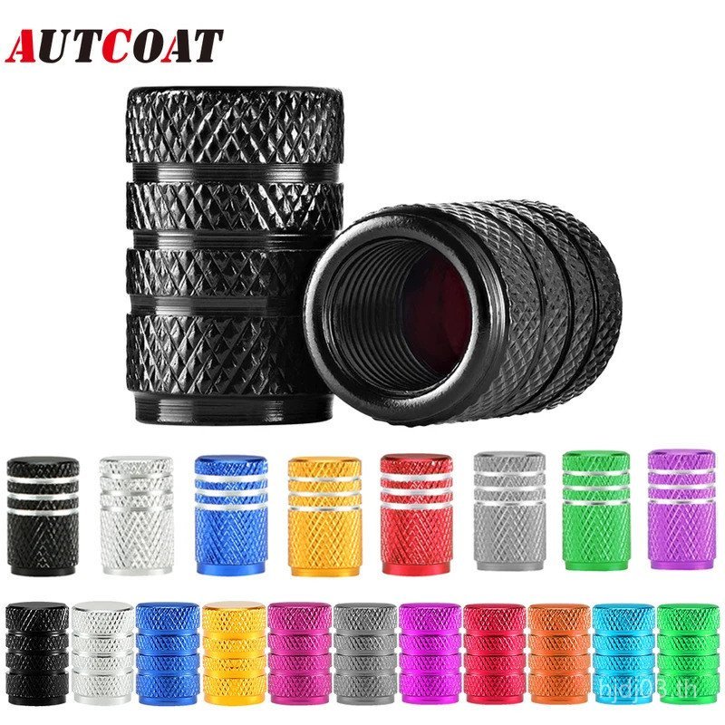 AUTCOAT 4 ชิ้น/เซ็ตยาง Stem วาล์วหมวกอลูมิเนียมรถกันฝุ่นหมวกยางล้อ Stem Air Valve Caps 3Y8I