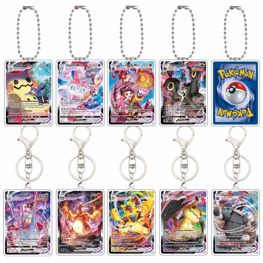 พวงกุญแจโปเกมอน VMAX mica การ์ดอะคริลิคพิมพ์ 2 ด้าน 5 ซม. รุ่น Mimikyu Charizard Sylveon Umbreon Ray