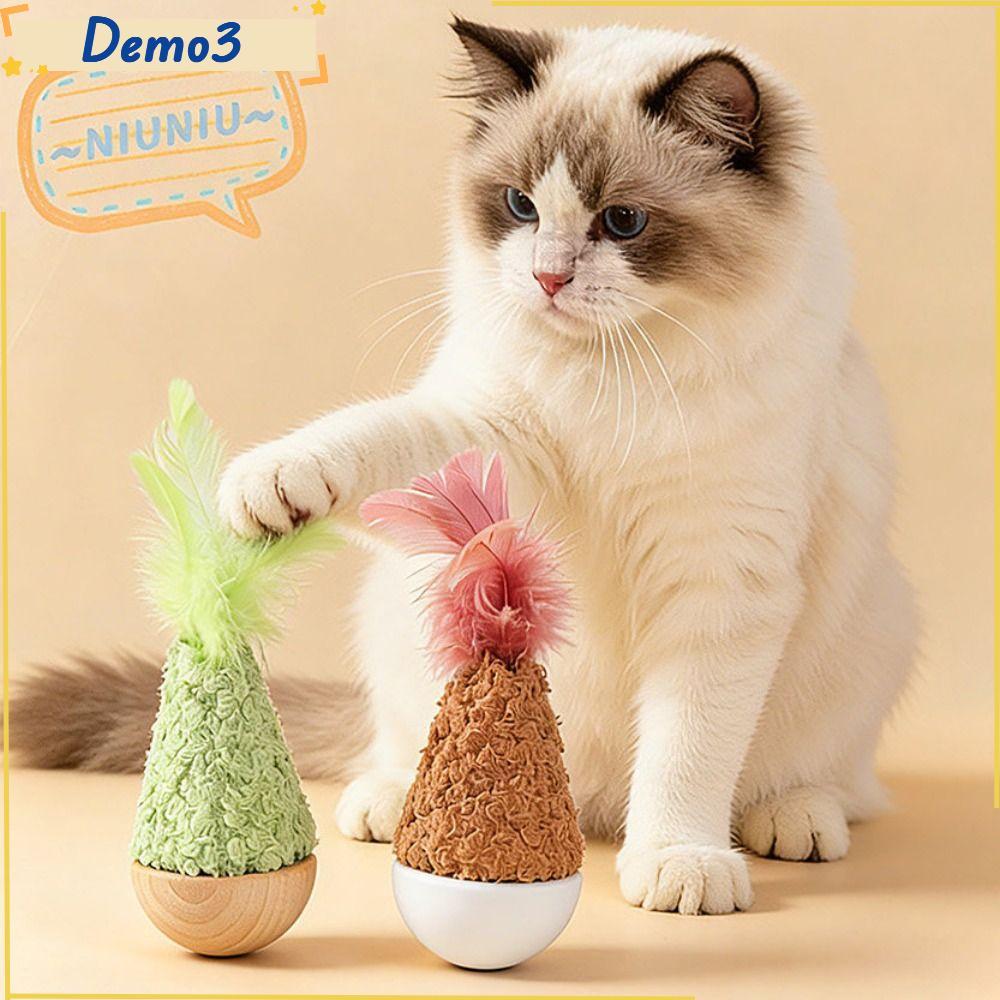 [DEMO3] ของเล่น Wobbler แก้วน้ํา, Feather Bite-proof Interactive Cat Toy, Creative Wobbler Design น่