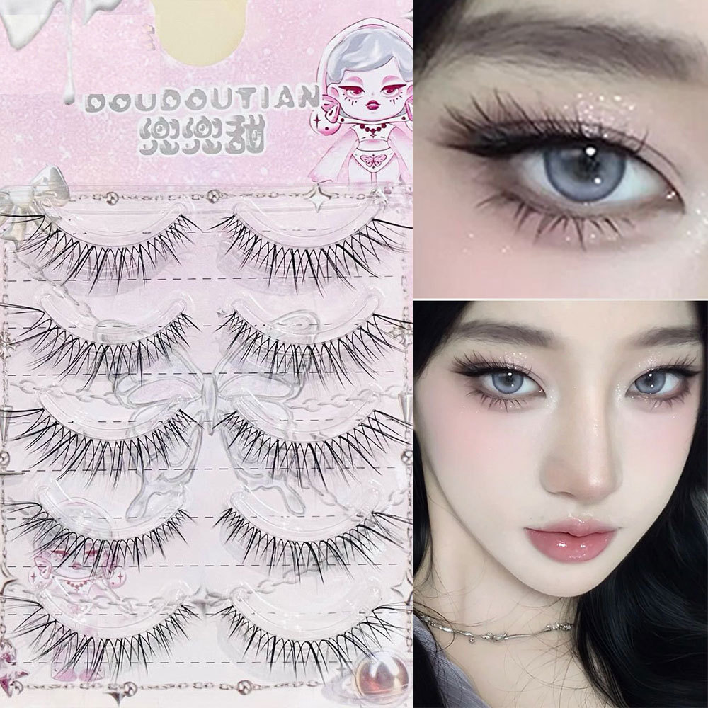 Reusable Eye Lash Extension Cross ธรรมชาติ 5 คู่ขนตาปลอมเครื่องสําอางความงาม