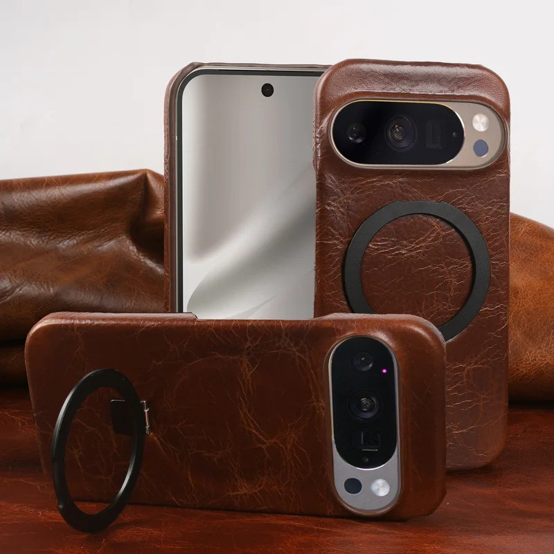 ขาตั้งแบบพับได้เคสโทรศัพท์หนังแท้สําหรับ Google Pixel 10 Pro 9pro 9A 8pro 7pro 6 6A Kickstand ป้องกั