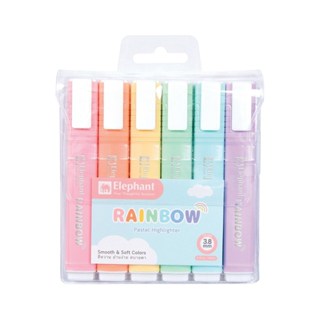 ELEPHANT ปากกาเน้นข้อความ ขนาดเส้น 3.8 มม. คละสี 6 ด้าม/แพ็ค