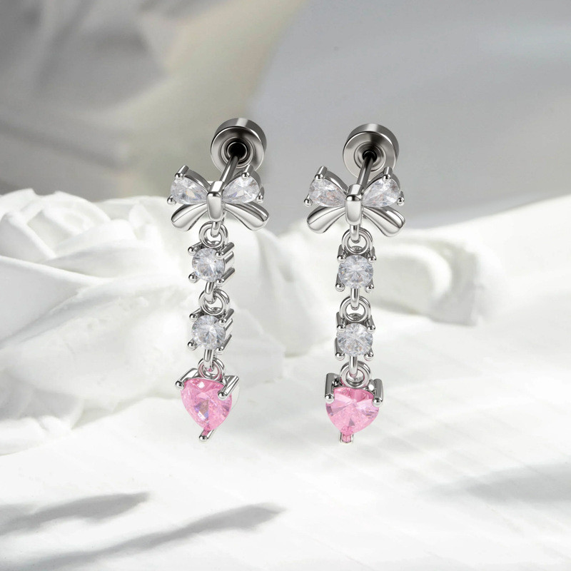 T Classy Light Bow Knot Double-Headed Screw Ear Studs สำหรับคนชอบสไตล์หรูหรา