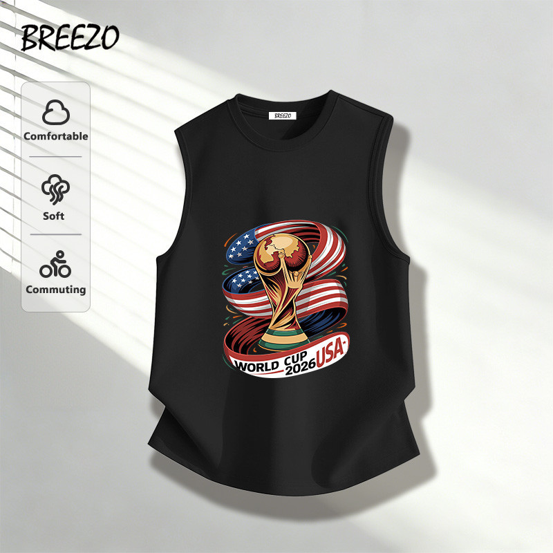 เสื้อกล้ามผู้ชาย ผ้าฝ้ายแท้ ผ้านิ่ม นุ่ม ใส่สบาย World Cup ลายกราฟฟิก ดีไซน์เก๋ สไตล์ฮิปฮอป ใส่สบายไม่ร้อน