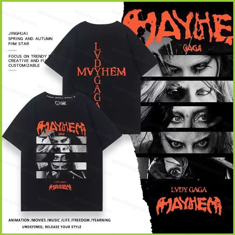เสื้อยืดคอนเสิร์ต Lady Gaga อัลบั้มใหม่ Mayhem แบบแขนสั้น