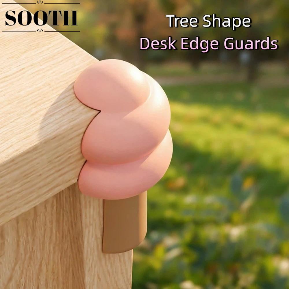 SOOTH 4 ชิ้นชุดโต๊ะมุมยาม,ยางนุ่มการ์ตูนรูปร่างต้นไม้เด็ก Bumps Guards, เด็กวัยหัดเดิน Proofing Self-กาวมุมฝาครอบป้องกันใช้ในบ้าน