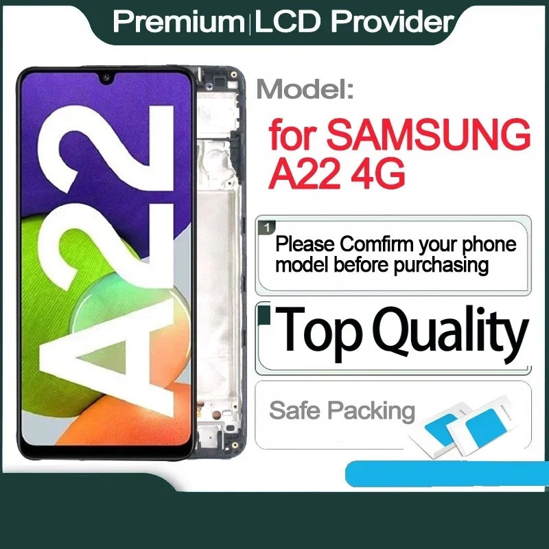 เปลี่ยนหน้าจอสัมผัส AMOLED สําหรับ SAMSUNG, A22 4G, SM-A225F, SM-A225F, DS, SM-A225M จอแสดงผล