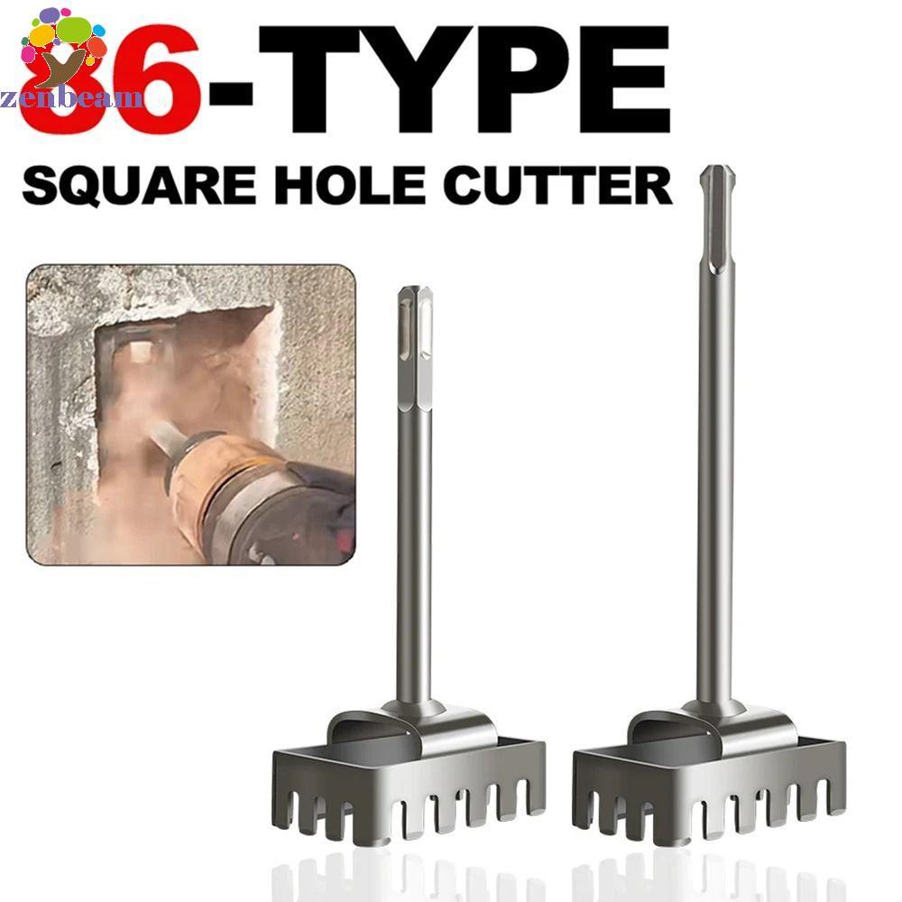 ZENBEAM เครื่องตัดรูสี่เหลี่ยม, Slotting Square-handle 4 Pits Square Socket Punch, Quick Cutting Pun