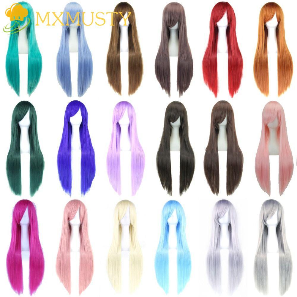 ผมปลอมยาว 80 เซนติเมตร สีแดงและสีม่วง ทนความร้อน ระบายอากาศดี ใช้สำหรับคอสเพลย์