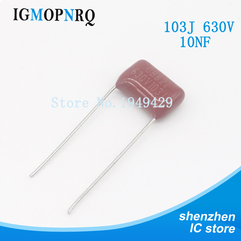 20 ชิ้น/ล็อต 103 10nF 630V CBB Polypropylene Film Capacitor Pitch 10 มม.103 10nF 630V ใหม่