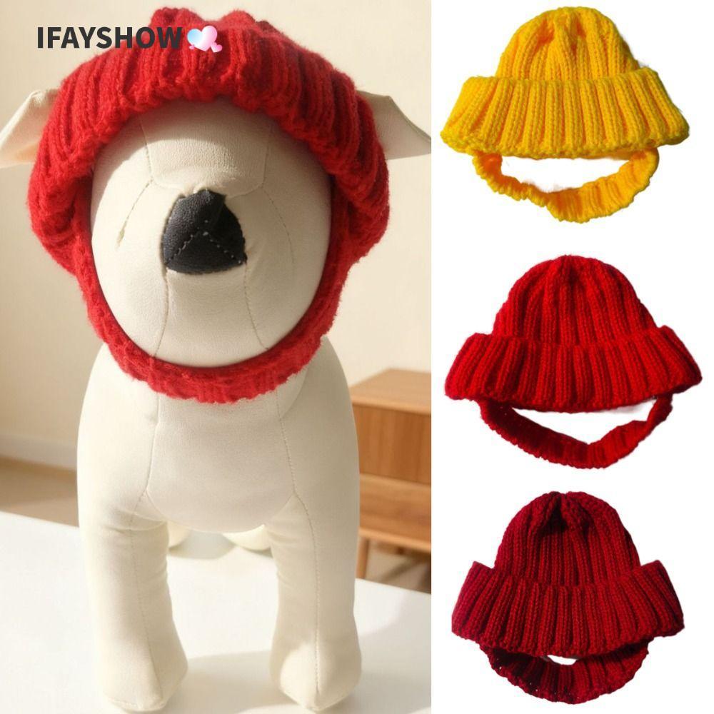 IFAYSHOW หูสุนัข Muffs, Cozy น่ารักสัตว์เลี้ยงถักหมวก,หมวกหูแฟชั่น Warm Puppy หมวกฤดูหนาว