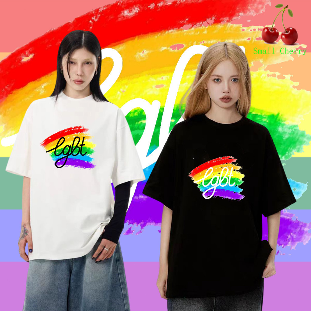 🔥เสื้อเฮีย🔥Pride Month Gay Lesbian Rainbow เสื้อยืด #017 Pride Month Rainbow ลายพิมพ์เสื้อคอกลมแบบแฟ