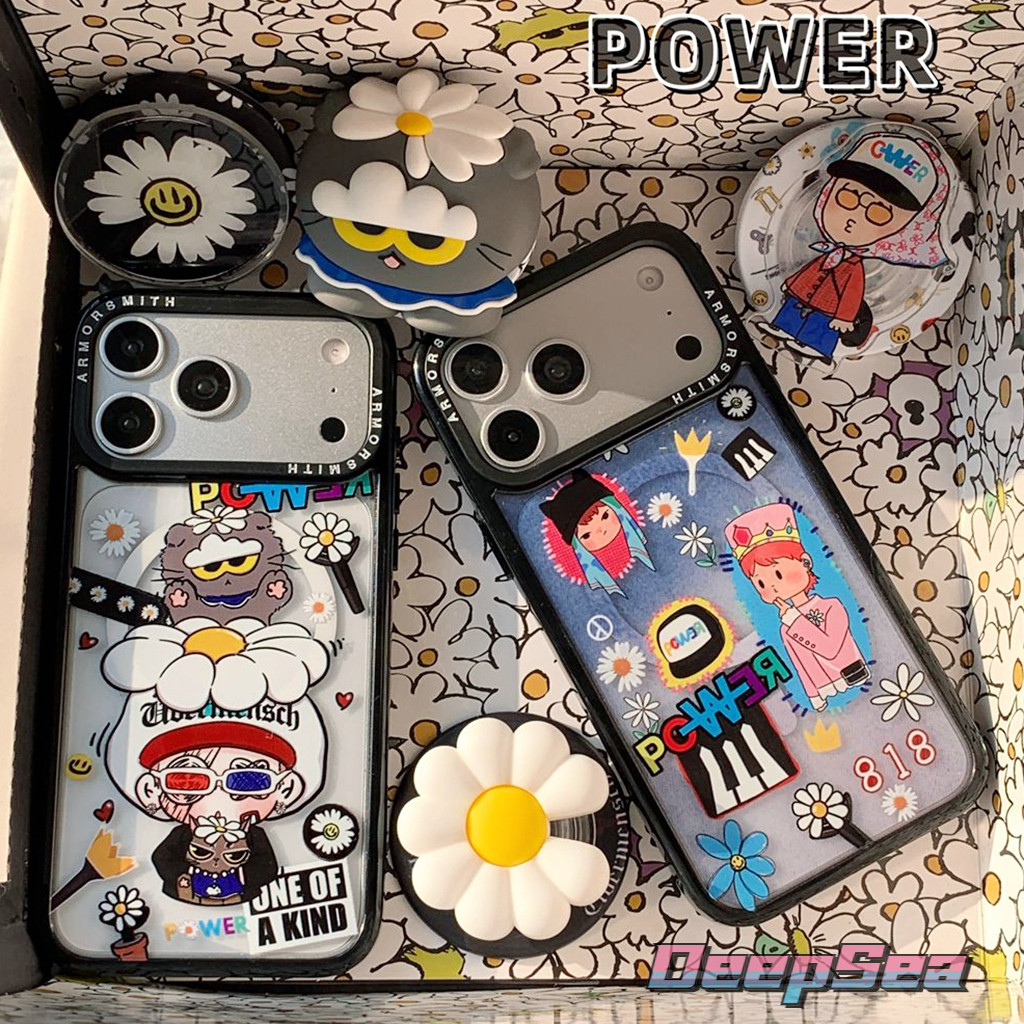 ปลอกแม่เหล็กดึงดูดทรงกลมสําหรับiPhone 17 Air Pro Max 16 Plusแฟชั่นการ์ตูนDoodleเคสโทรศัพท์กันกระแทกSoft TPU Anti-Scratchฝาครอบป้องกันShell