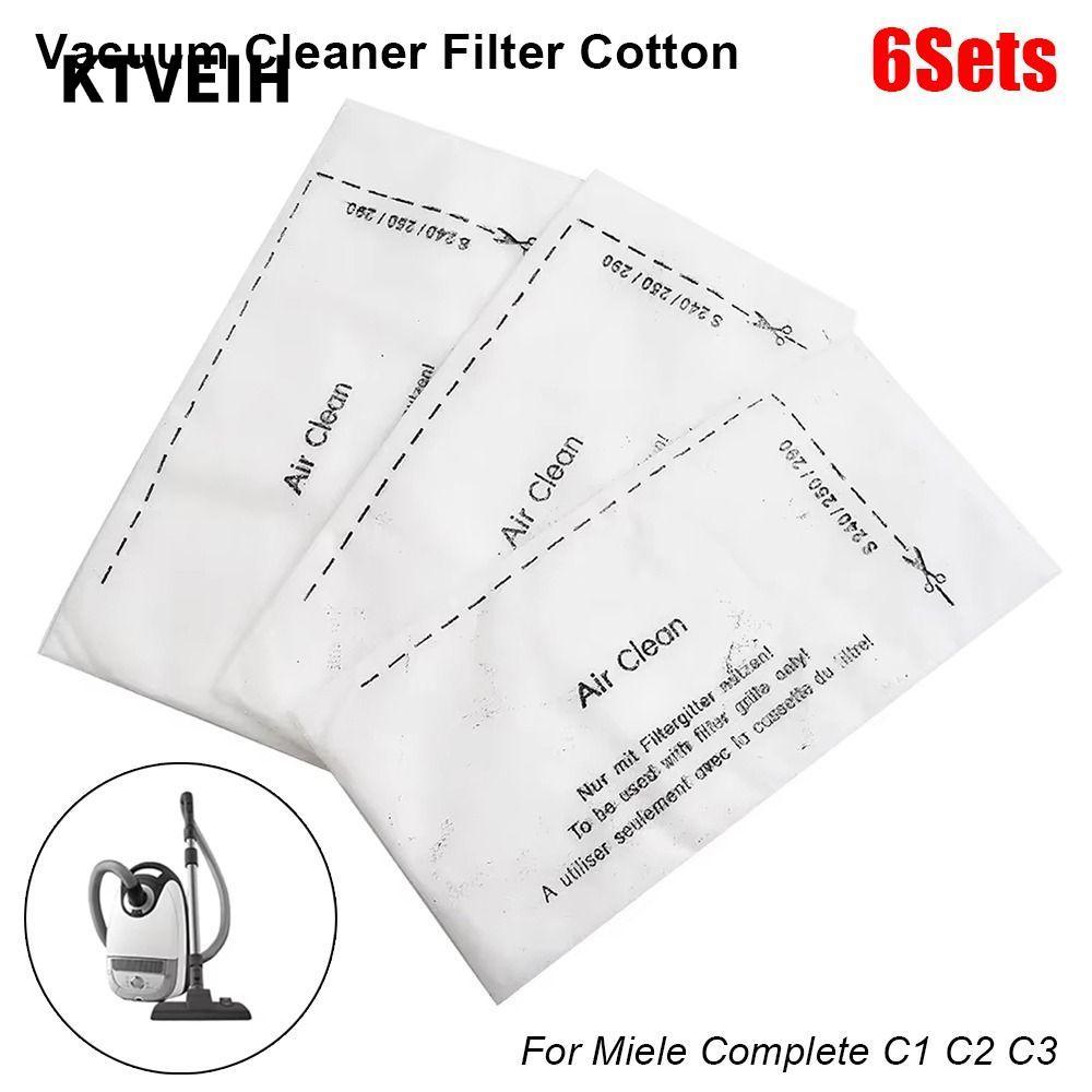 KTVEIH 6 ชุดเครื่องดูดฝุ่น, Air Clean ไอเสียกรองผ้าฝ้าย,ทนทาน Pack อะไหล่สําหรับ Miele Complete S834