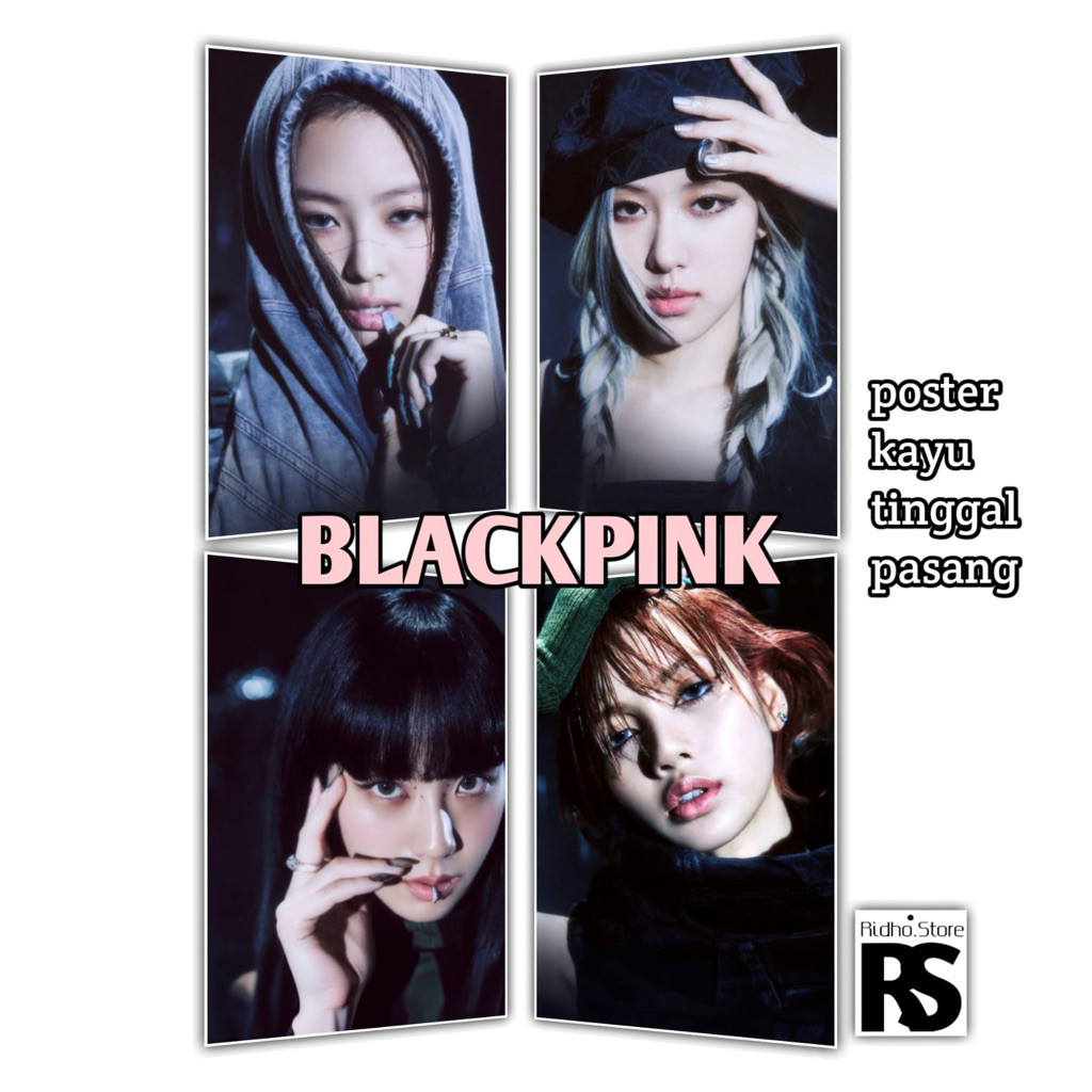 โปสเตอร์ blackpink สีดําสีชมพู / ขนาดใหญ่ / ตกแต่งผนัง / jennie rose lisa jiso