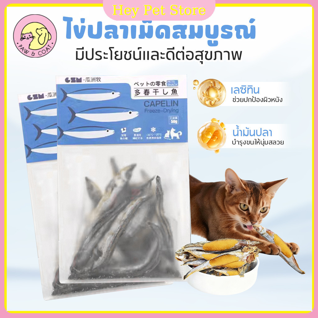 🐟ปลาไข่แมว ปลาฤดูใบไม้ผลิ ขนมแมว อบแห้ง ปลาไข่เต็มตัว สุขภาพดี ปลอดภัย ธรรมชาติ100%