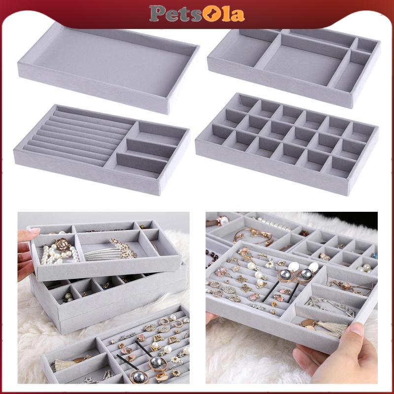 PETSOLA ถาดเครื่องประดับ Organizer กล่องต่างหูสร้อยคอต่างหู L21 ซม.W12.5 ซม.H2.5 ซม.