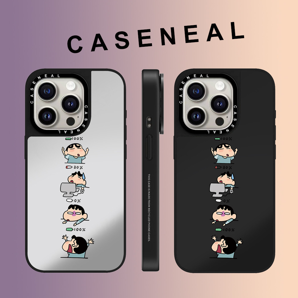 CASENEAL เรียบง่ายสนุกการ์ตูนกระจกหน้าโปร่งใสเคสโทรศัพท์สําหรับ iPhone 17 Pro Max 16 ProMax 15Pro 14 Plus 13 12 11 โทรศัพท์กันกระแทกขอบนุ่มฮาร์ดป้องกันกรณี