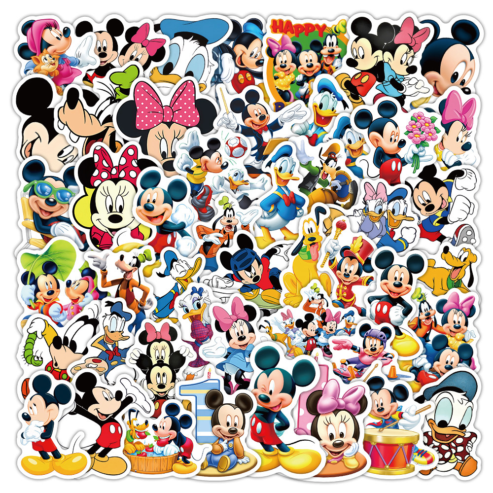 สติ๊กเกอร์มิกกี้เมาส์น่ารัก 52 ชิ้น - สติ๊กเกอร์การ์ตูนน่ารักสําหรับโน๊ตบุ๊คและสมุดภาพ DIY Embellishment