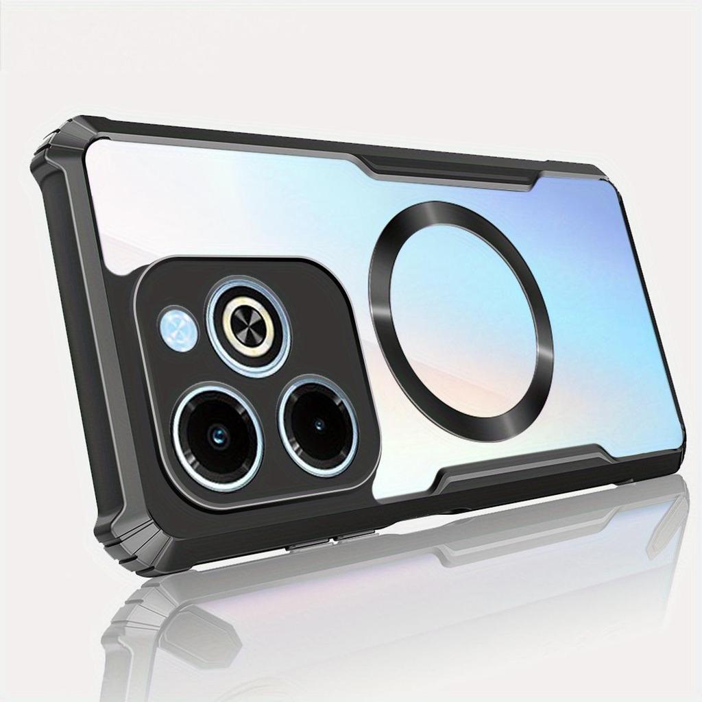 สําหรับ itel P55 4G A666L, A666LN, P666L itelP55 เคสโทรศัพท์แม่เหล็กปลอกชาร์จไร้สายอะคริลิคโปร่งใสฝา